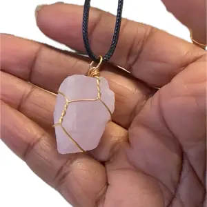 Freeform Wire Wrapped Crystal Pendant Necklaces