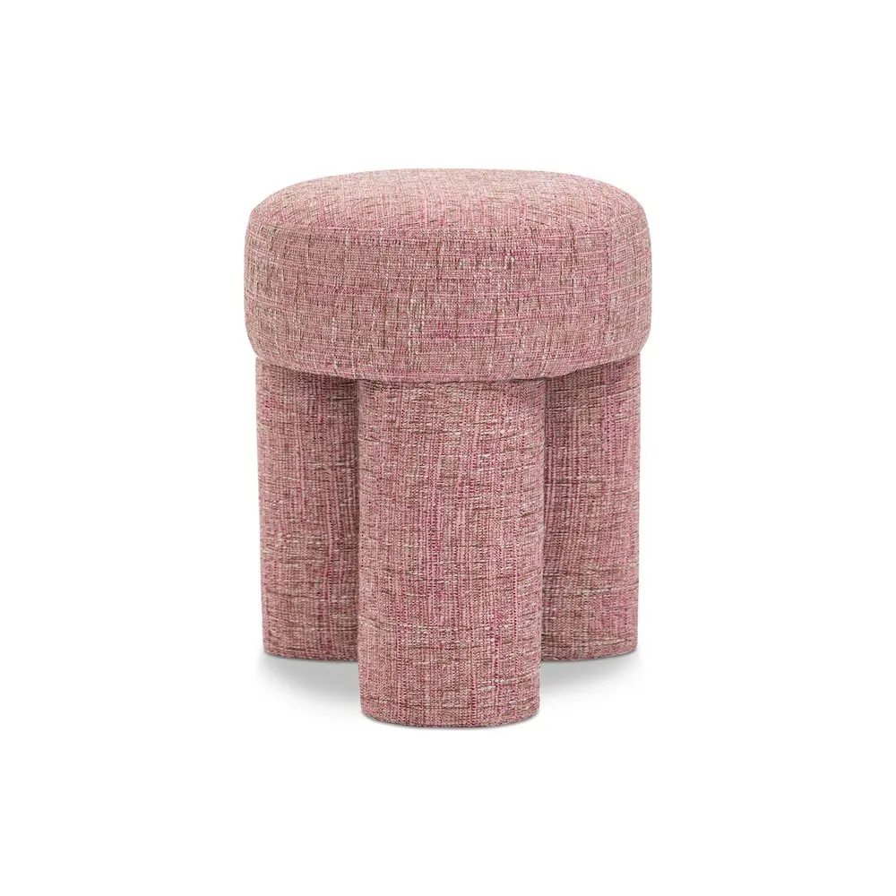 Larson 2-Tone Woven Pink Polyester Fabric Ottoman-Stool, Contemporary Indoor Room Decor Stool & Bench, Weave