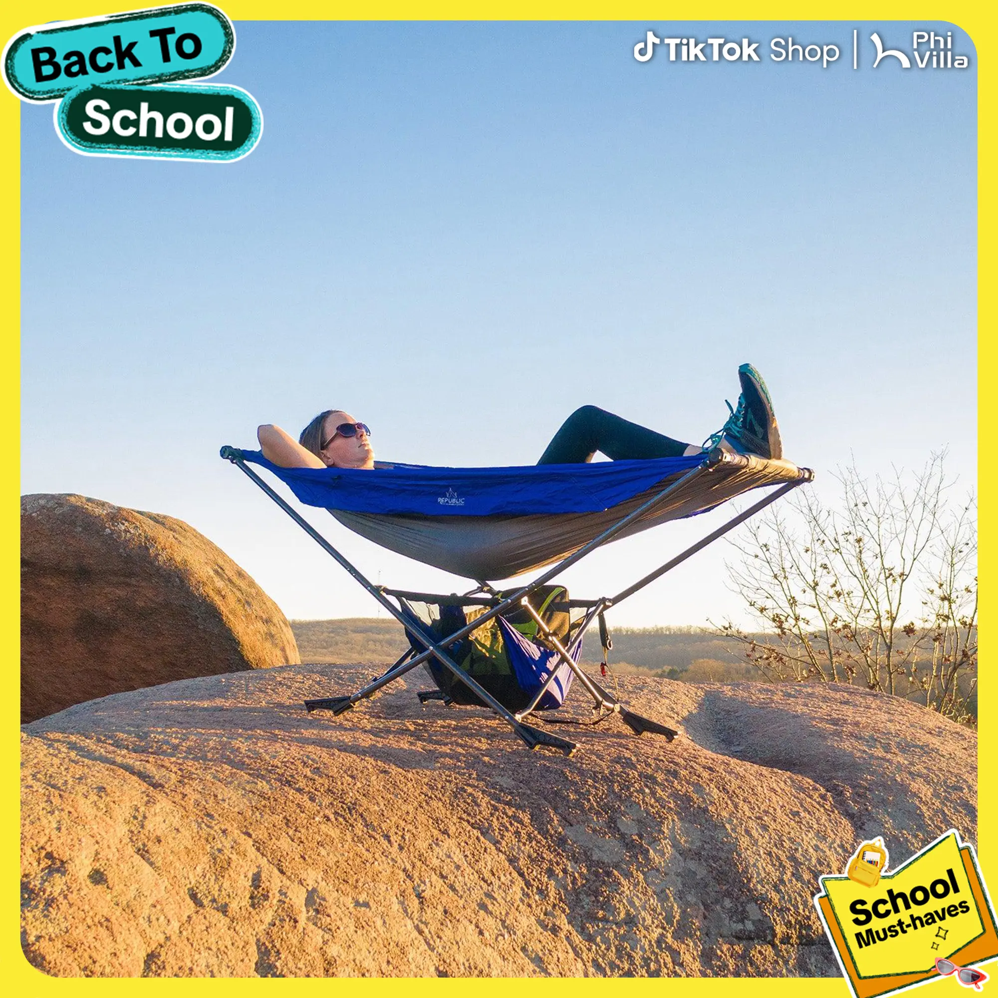 PHIVILLA Portable Hammock with Stand - Compact Folding Frame for Camping, Backpacking, and Travel Outdoor Swing
