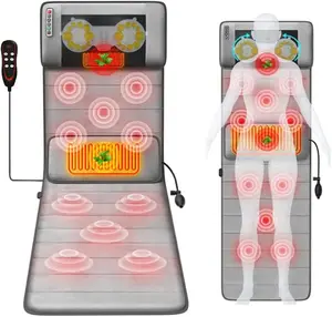 Full Body Massager Mat with Heat And Movable Shiatsu Neck Massager Pillow, Lumbar Traction And, 9 Vibration Motors And Back Heating Pad, Full Body Massager for Neck Back Waist Hip Leg, Massage Gift for ,bed mat