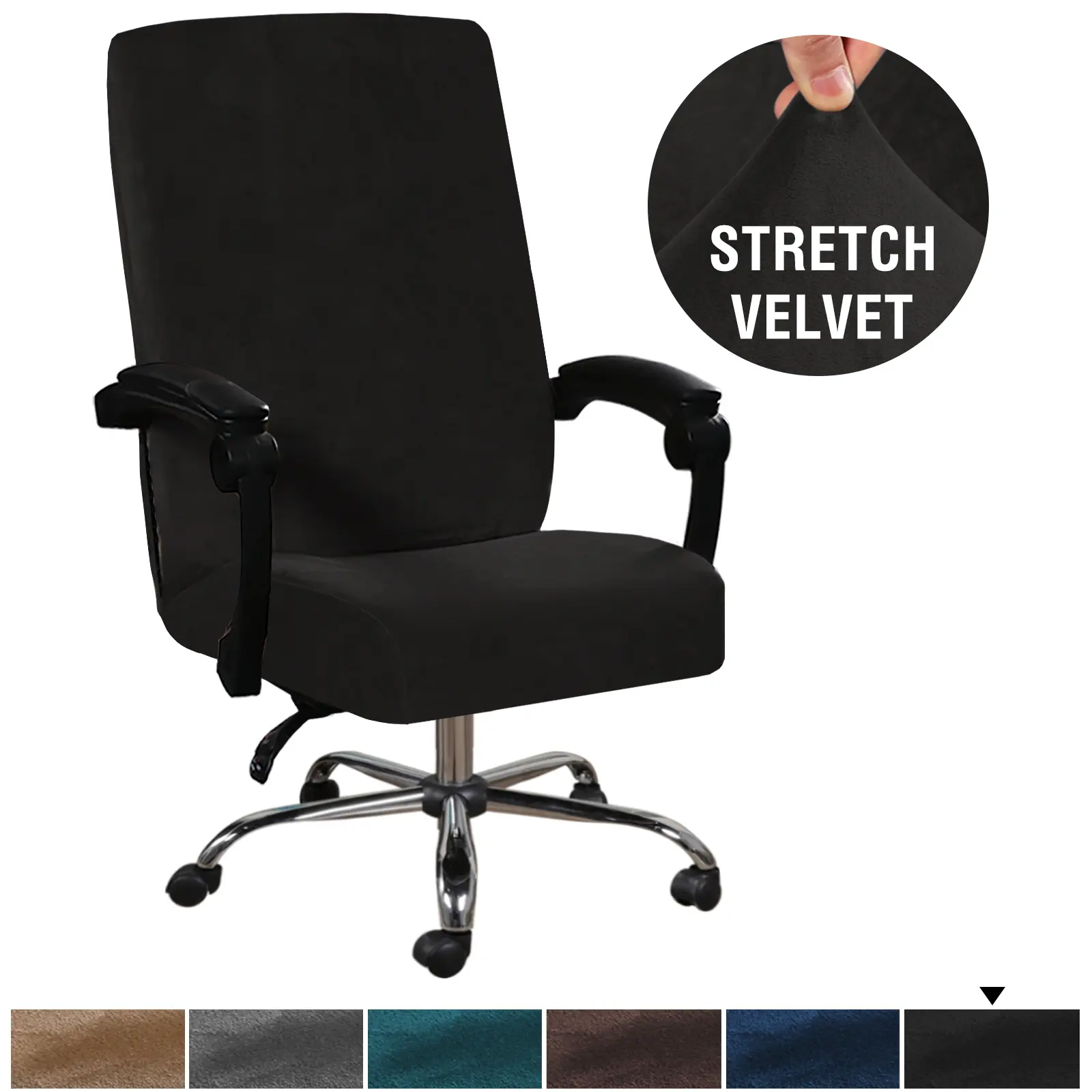 Velvet Office Chair Covers Stretchable Computer Desk Chair Covers, High Back Universal Executive Boss Chair Covers, Removable Machine Washable