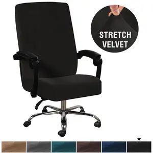 Velvet Office Chair Covers Stretchable Computer Desk Chair Covers, High Back Universal Executive Boss Chair Covers, Removable Machine Washable