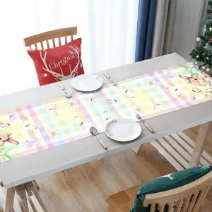 Waterproof Easter Table Flag Anti Slip Stripe Plaid Table Cover Oil-resistant Flower Butterfly Easter Table Runner Home Decor