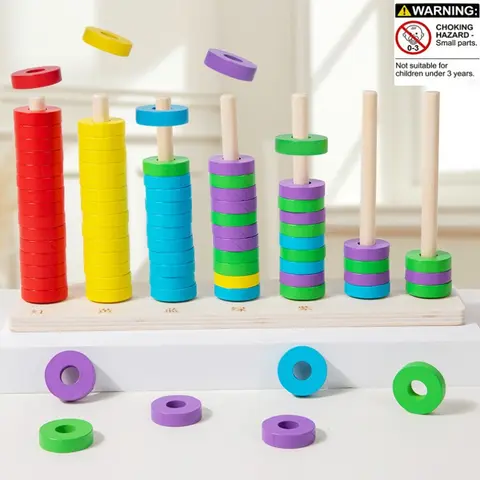 Seven-Color Sorting Color Classification Montessori Early Education Toy, Shape Sorter, Logic Thinking Focus Training, Christmas Gift, Wooden