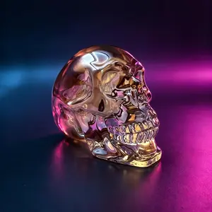 Artificial Glass Skull Crystal Ornament, Creative Home Decor, Halloween Unique Gift, Dark Style, Cyberpunk Keychain, Cool Home Decoration, Gaming Room