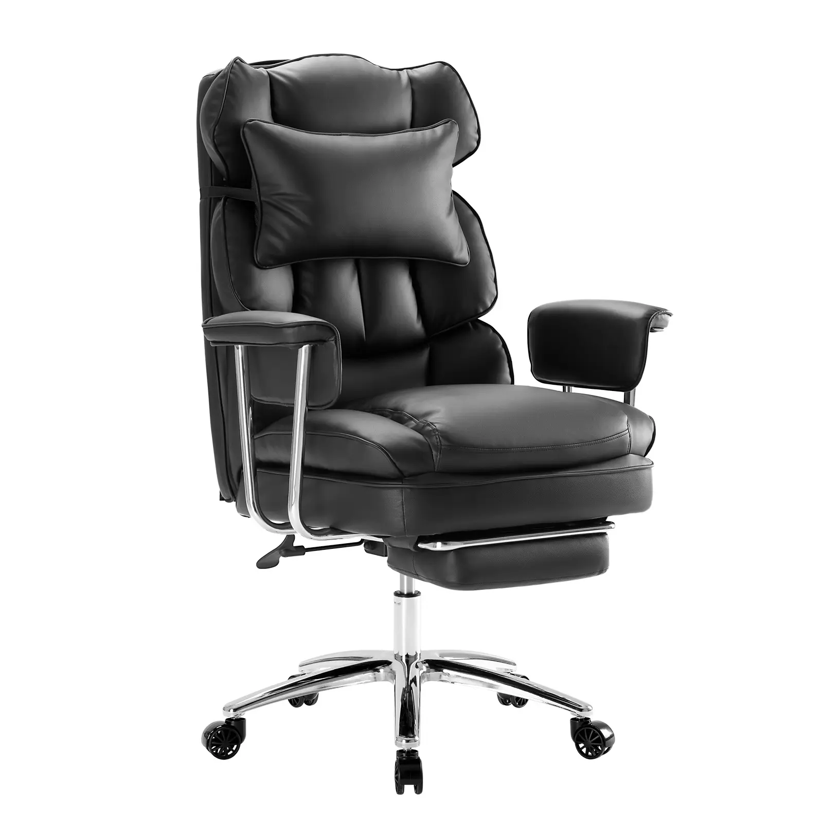 Office Chair 400LBS Wide Ergonomic Gaming Chair with Deluxe Embossing Designed Leather with Foot Rest,150°Reclining Adjustable Armrests Pocket Spring Back Support and Pillow