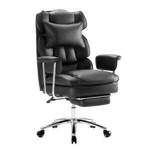 Office Chair 400LBS Wide Ergonomic Gaming Chair with Deluxe Embossing Designed Leather with Foot Rest,150°Reclining Adjustable Armrests Pocket Spring Back Support and Pillow