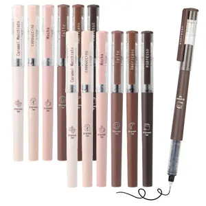 6/12 Pieces Cute Coffee Pen, 0.5mm Black Ink Automatic Ink Control, Rubber Finish Smooth Writing Pens, Gifts for Women, Students, Teachers, Employees Birthday Christmas Gift Back to School Office Supplies