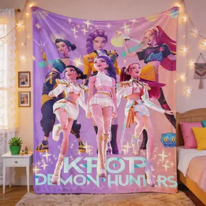 K-Pop Fans! Get Your 'kpop Hunters' Blanket, Soft Idol Character Design, Perfect for Music, Decoration & Gifts, Stylish Blanket Perfect for Friends, Family, Parties, Sofa, Bedroom, Living Room