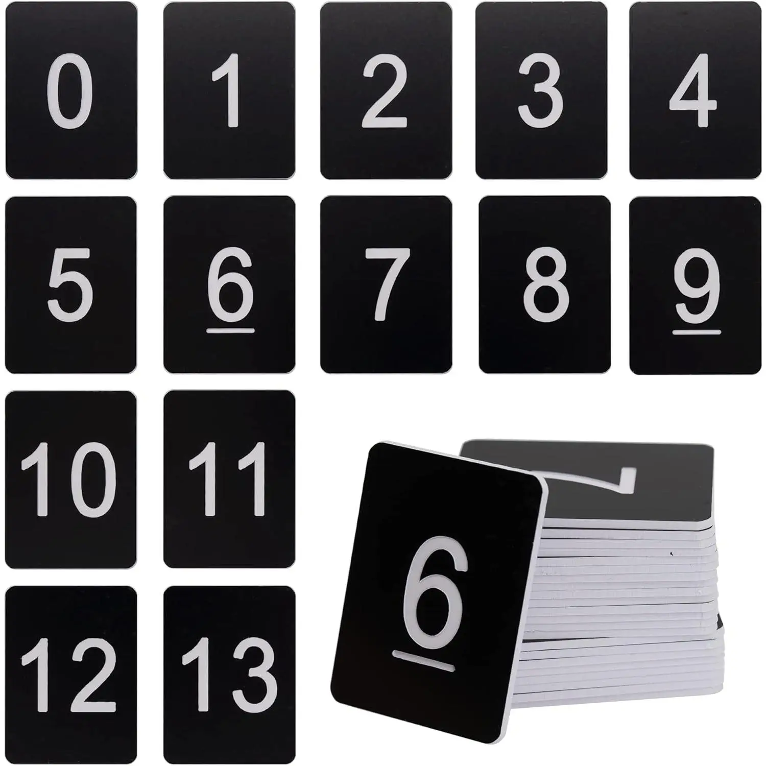 Rectangle Plastic Numbered Tags Number Disc Number Token (0-25, Black)