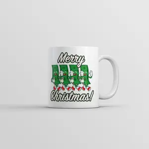 Merry Christmas Mug Funny Retro Xmas Graphic Coffee Cup - 11oz Funny Coffee Mugs Ceramic Printed Drinkware Cup