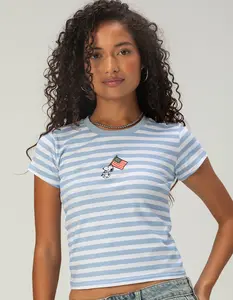 RSQ x Peanuts Womens Stripe Baby Tee