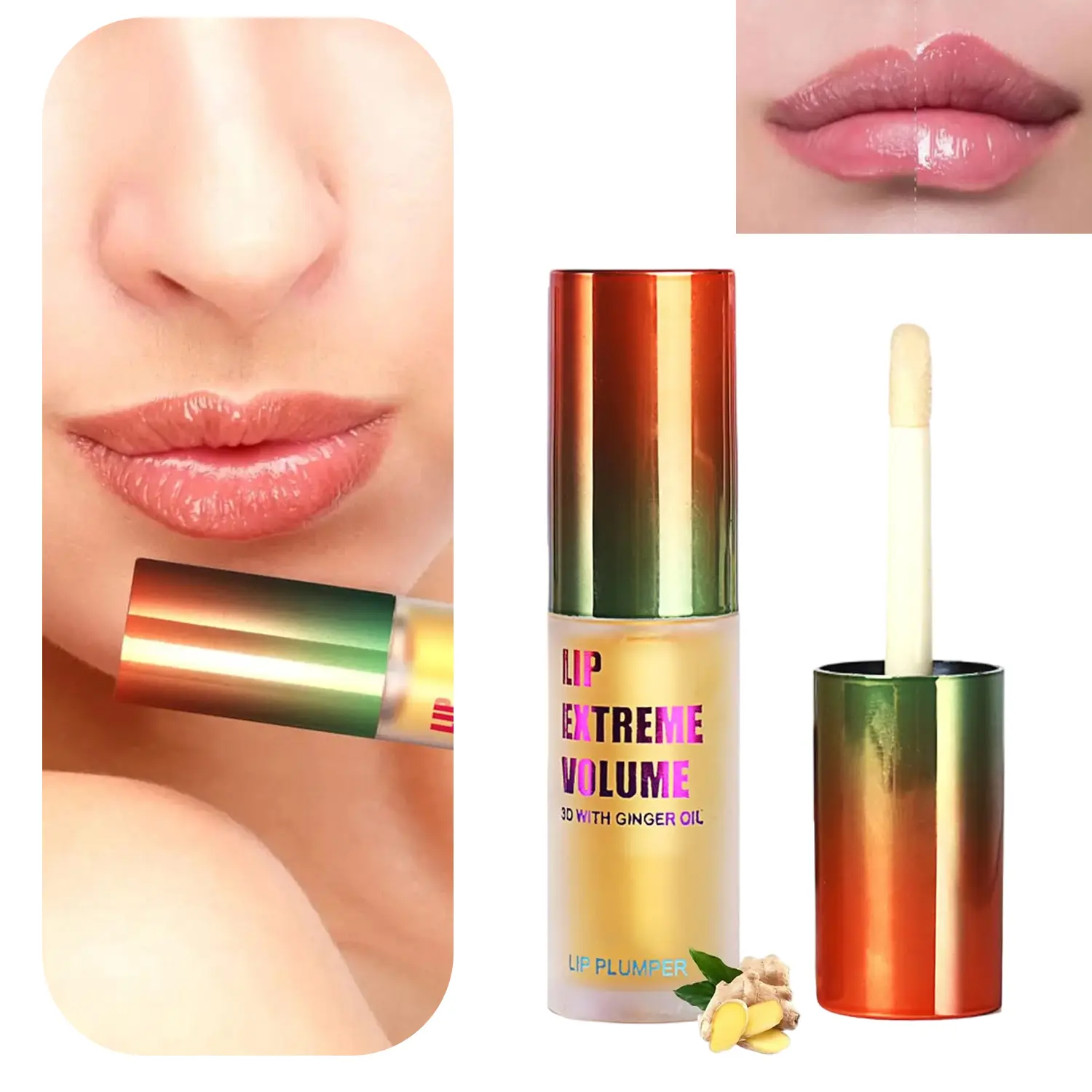 Clear Lip Plumper Gloss, Extreme Lip Enhancer & Moisturizer for Dry Lips, Instantly Volumizes for Thicker Fuller Lips, Lip Filler Plumper Suitable for All Skin Tones