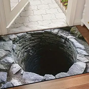 1pc 3D Illusion Endless Abyss Anti-Slip Door Mat Fun Spoof Pet Best Choice Floor Mat Bathroom Decorative Mat HD Print Bathroom Carpet Home Washable Bathroom Balcony Kitchen Laundry Hall Hallway Carpet