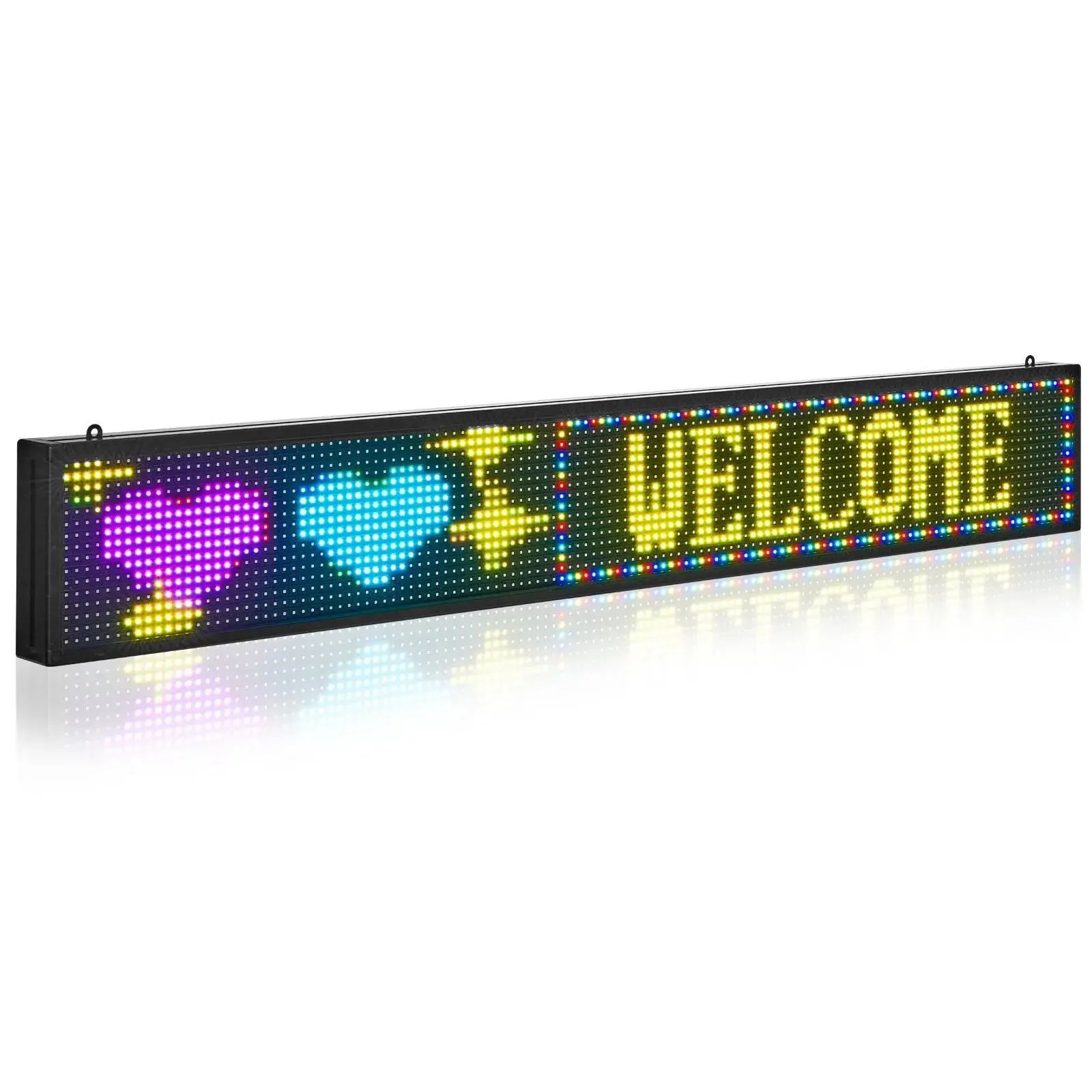 【Backtoschool】VEVOR P10 Full Color Flexible Programmable LED Sign - RGB, Dynamic, Multicolor, Colorful Lighting, DIY Custom Text/Pattern/GIF Display Board, Bluetooth APP Control Shop Sign for Store Advertising (52x8 in), Led Multicolor, Dynamic Led Lights