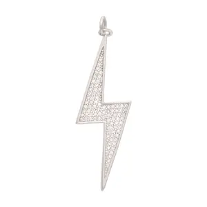 Silver Zircon Lightning Bolt Charm
