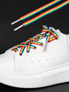 Pair of Metal Head Rainbow Print Laces, Psychedelic Style Casual Shoe Laces for Daily Wear, Fashionable and Comfortable