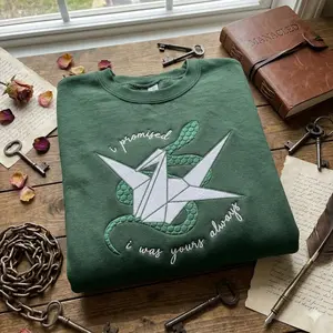 Embroidered I Promised Was Yours Always Shirt, Paper Crane and Snake Tone in Tone Shirt, Book Lover Shirt, Manacled Fanfic Merch, Dramione