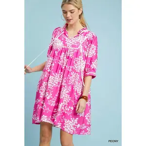 Umgee Floral Babydoll Dress with Pockets