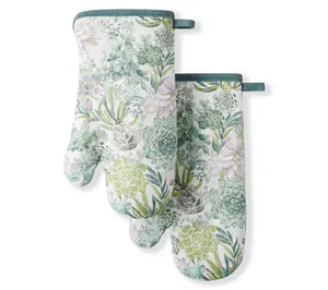 MARTHA STEWART Succulents Oven Mitt 2-Pack Set