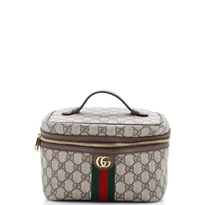 Pre-owned GUCCI Canvas Coated Toiletry Bags Ophidia Top Handle Cosmetic Case GG Coated Canvas Small by Rebag