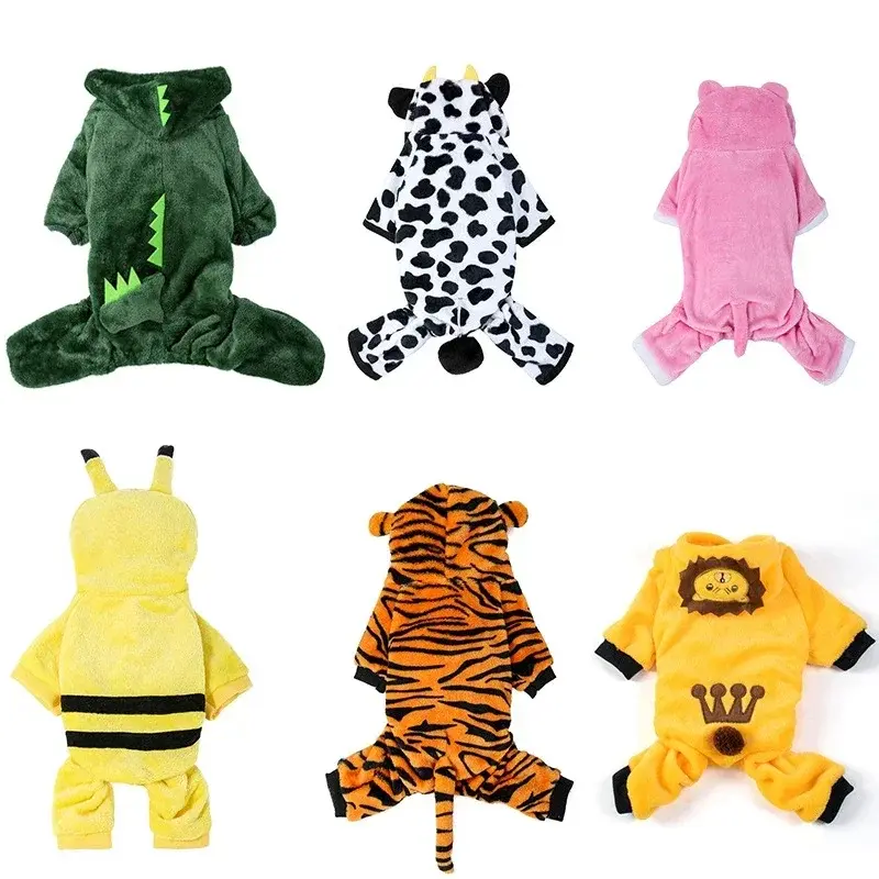 Coral Fleece Pet Costume for Small Dogs & Cats, Soft Cozy Dress-Up Outfit