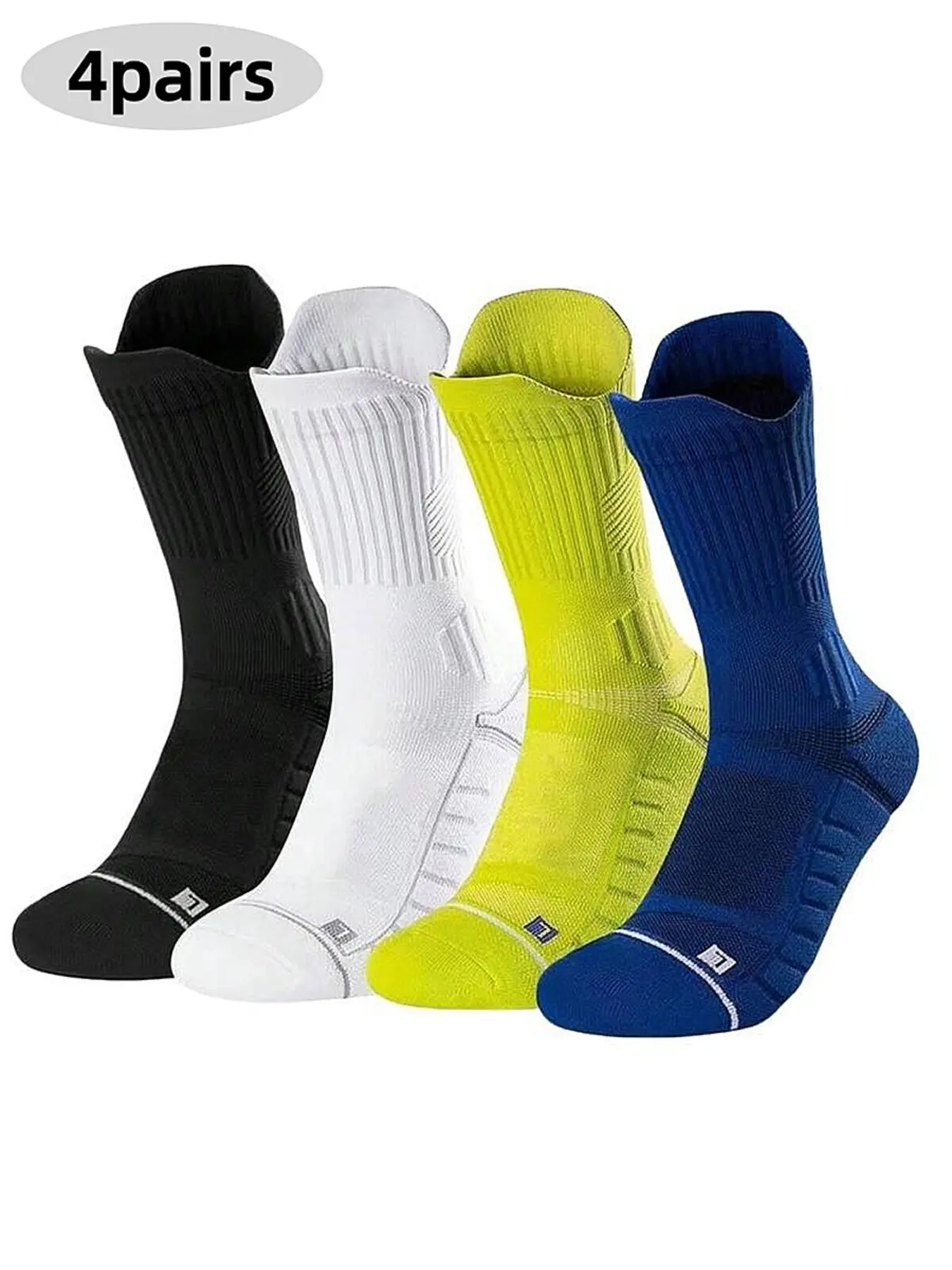 Men & Women Anti-Slip Cushioned High-Top Sports Socks, Athletic Socks, Workout Socks, Cushioned Training Socks, Basketball Running Yoga Cycling Fitness Socks, Pilates Grip Socks, All Seasons Wearable