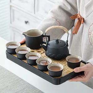 Chinese Kung Fu Tea Set, 1 Box Modern Portable Tea Pot & Tea Cup & Tray Set, Tea Making Tool for Home Office, Gift for Tea Lovers