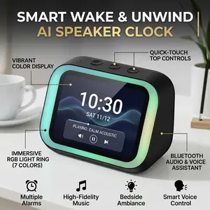 Home Wireless Bluetooth Speaker, HD Touch Panel Design, Hi-Fi Stereo Audio, Electronic Photo Album and Voice Control Functionality