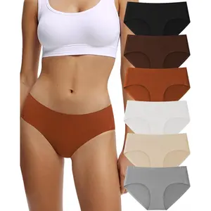 Seamless Cotton Underwear for Women No Show Bikini Panties Full Coverage Sexy Soft Comfort Hipsters 6 Pack