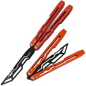 Aluminum Butterfly Trainer, Flip Tool, Cool Hand Tool Toy, High Quality BALISONG METAL BUTTERFLY Trainer Black Orange LG07