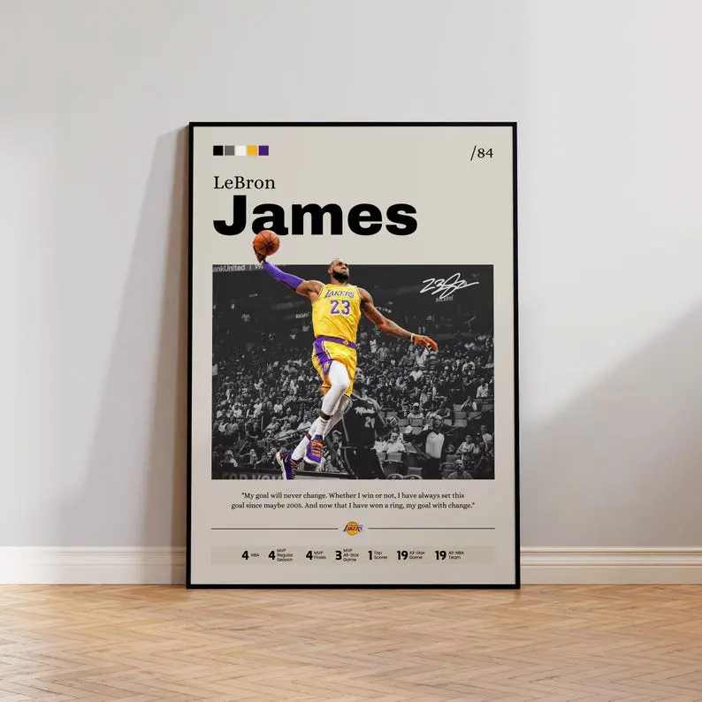 LeBron James Artistic Basketball Poster - Eco-Friendly Luster Paper, Multi-Size Decorative Sports Wall Art Print, House Room Decor with Vivid Images Home Supply