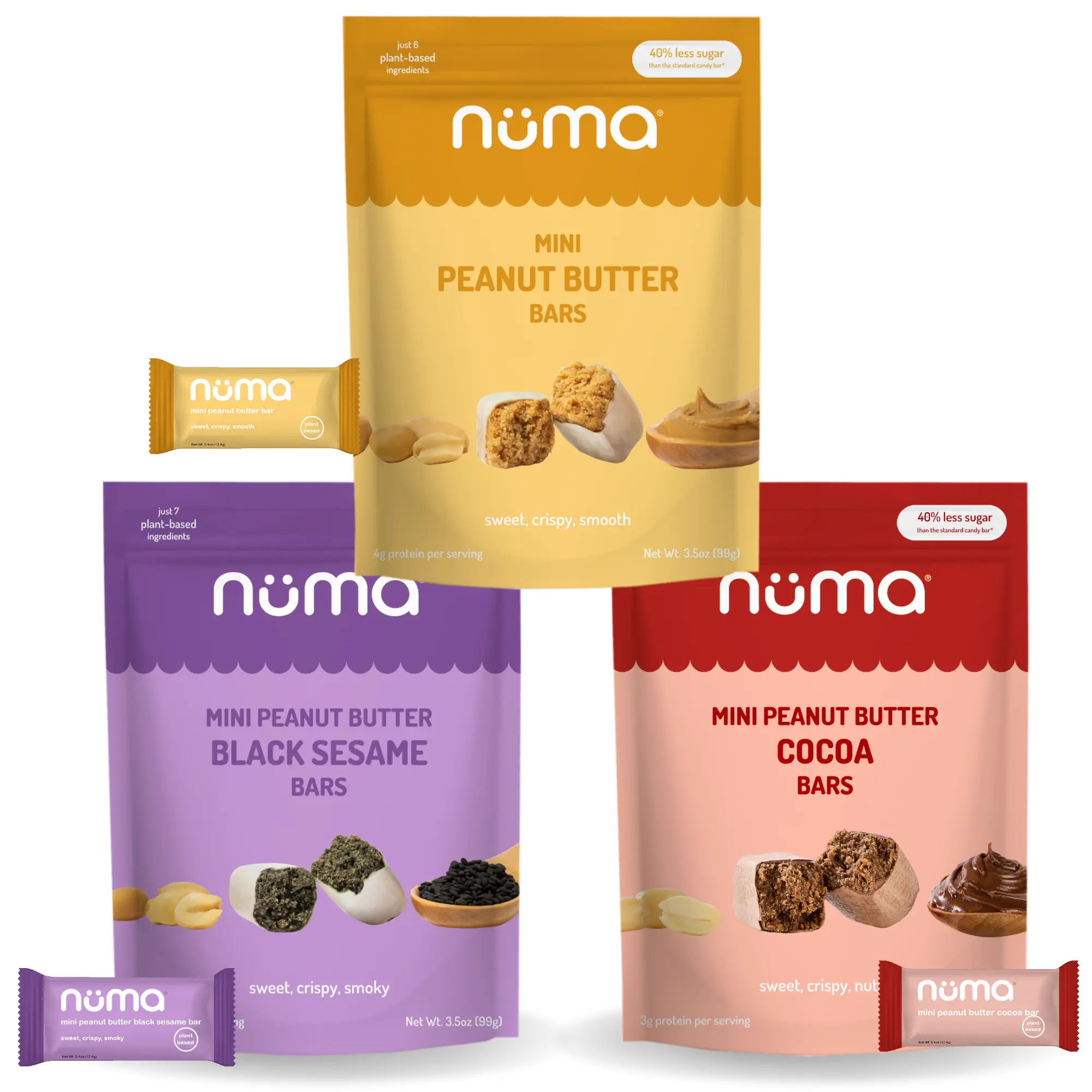 Mini Peanut Butter Bars Variety Pack – Vegan, High Protein, Low Sugar, Low Calorie, All Natural, Gluten Free – Crunchy Plant Based Snack