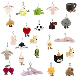 2026 Jellycat Cute Plush Keychain Set Soft Animal Bag Charm Mini Stuffed Keychain for Backpack Handbag Lightweight Gift for Women Girls Birthday Christmas Valentine's Day Kawaii