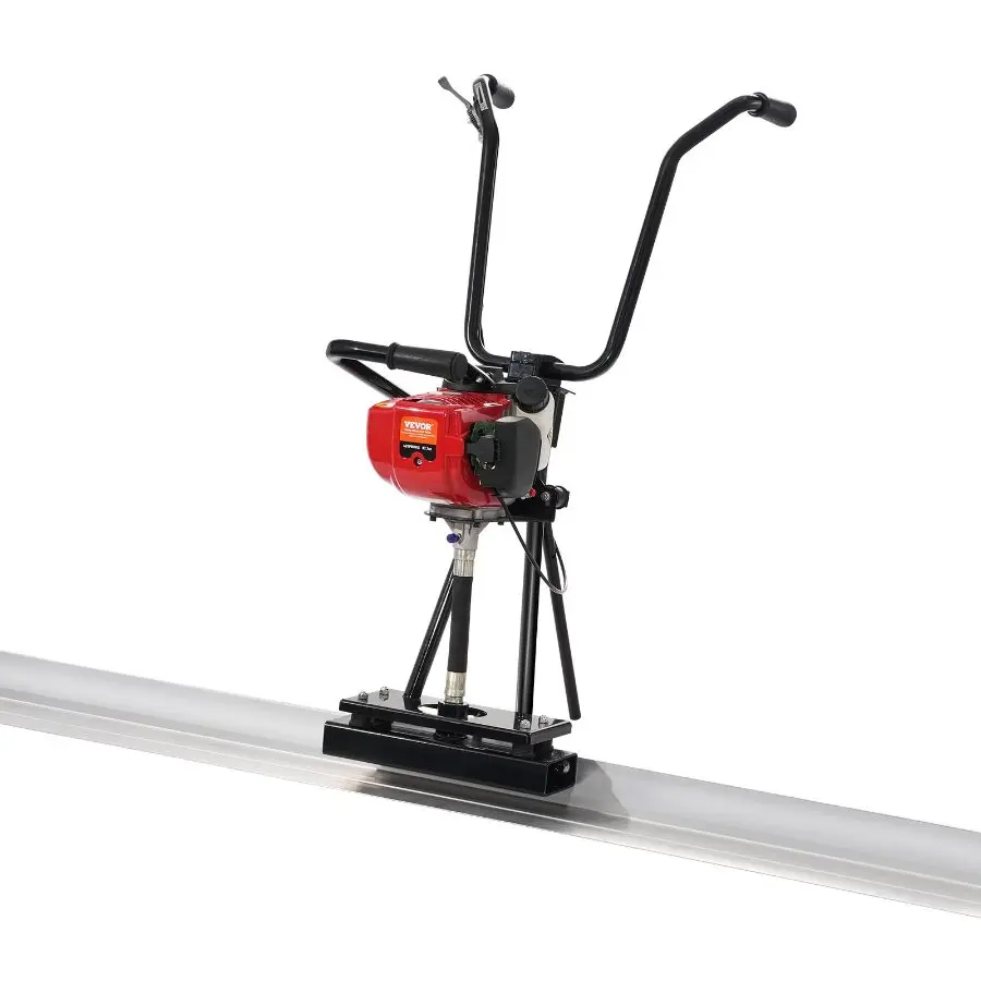 VEVOR Gas Concrete Power Screed Set Kit, 8ft Aluminum Straight Edge Board, 4-Stroke Vibrating Motor, Height-Adjustable Handles, 6500 RPM for Cement Surfaces & Concrete Finish