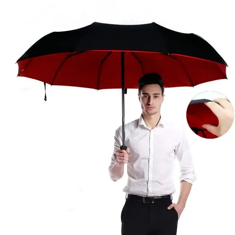 Double Layer Umbrella, 1 Count 10-rib Manual Folding Umbrella, Lightweight Foldable Rainproof Umbrella, Portable Umbrella for Men & Women, Umbrella for Rain & Sun, Double Sided Umbrella, Outside Umbrellas
