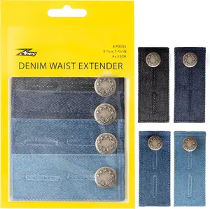 Denim  Extender Button for Jeans and Skirt Comfy Metal Buttons 4 count Assorted Colors