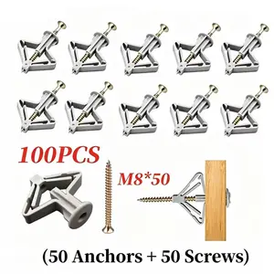 100pcs Expansion Screws, Expansion Tubes, Plastic Plugs, Butterfly Self-Drilling Expansion Thread Tube, Hardware Accessories