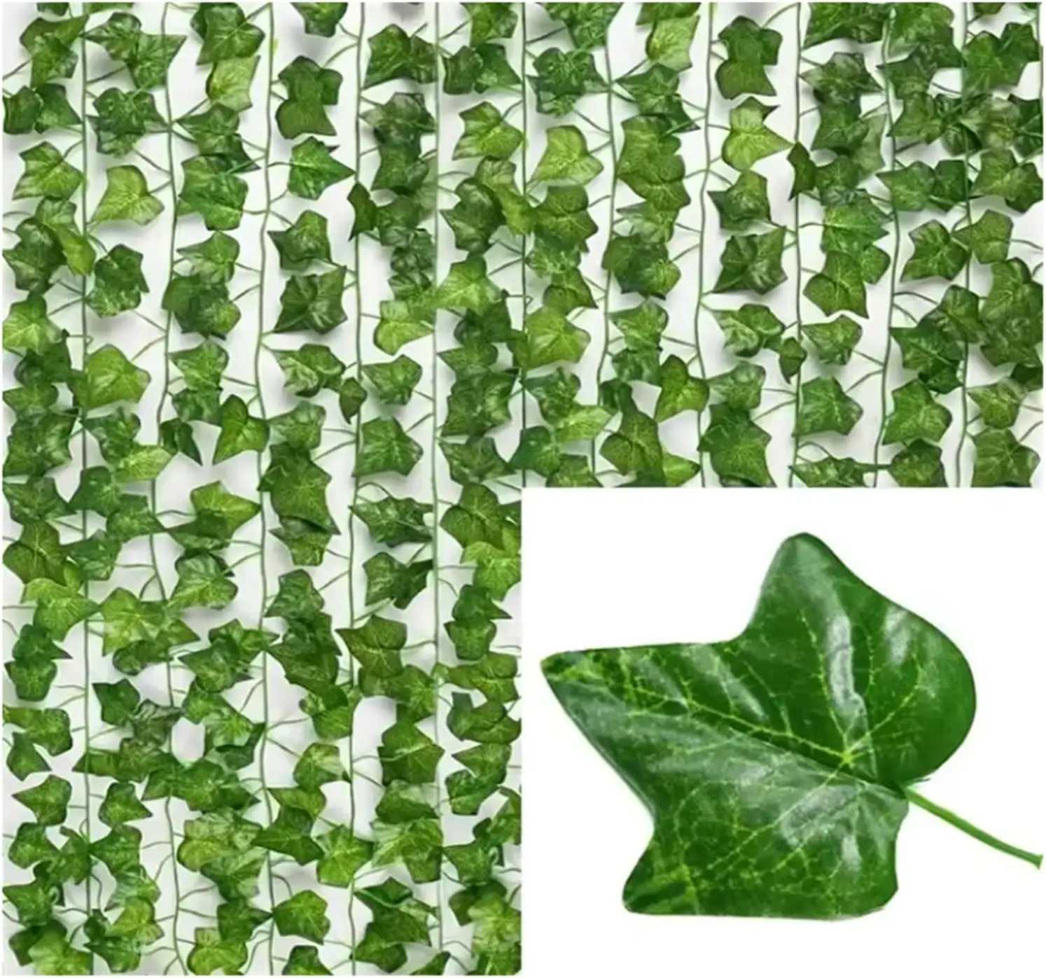 1/6 Pcs Artificial Simulation Leaf Vine Garland, Plastic Hanging Creeper, Decorative Greenery for Indoor-Outdoor Home Wall & Garden Décor (80/120/160/210 cm)