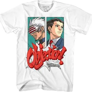 Ace Attorney Phoenix Wright Objection White Tall T-shirt Cotton Menswear