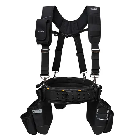 MELOTOUGH Tool Belt with Suspenders Tool Bag Supenders Framers Comb Apron Tool Belt Construction Tool Pouch Builder Heavy Duty Carpenter Suspension Rig for Electrician,  Heavy Duty tool  belts Heavy Duty hammer holder  suspender, Detachable Tool Pouches,,