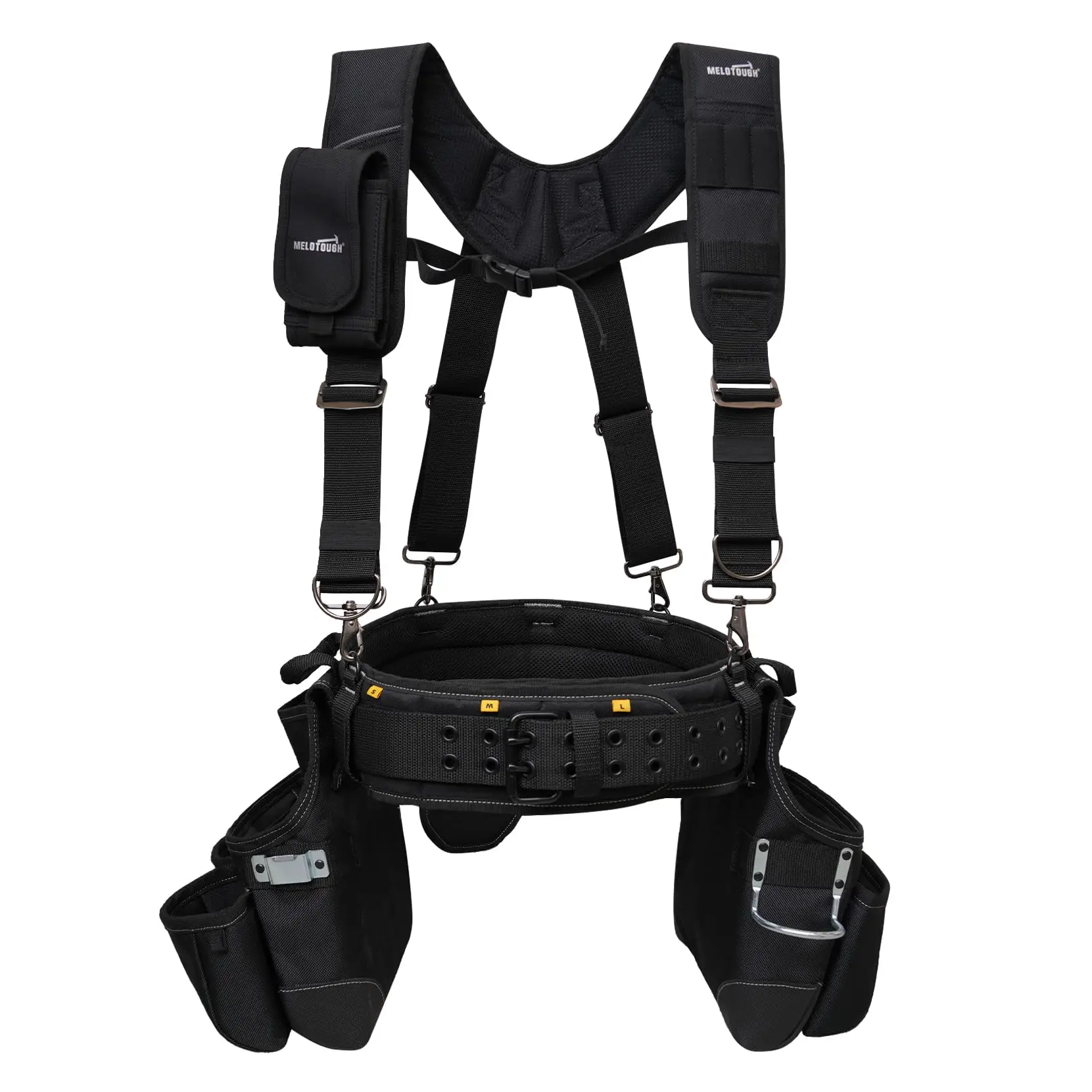 MELOTOUGH Tool Belt with Suspenders Tool Bag Supenders Framers Comb Apron Tool Belt Construction Tool Pouch Builder Heavy Duty Carpenter Suspension Ri