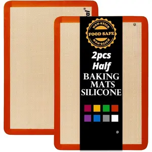 Baking Mat,   Baking Sheets for Oven, 2 count Half Sheet(16.5"x11.6") Non-Stick (Orange)