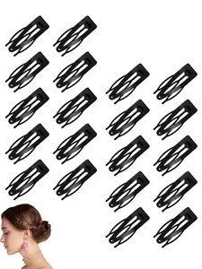 20 piece set of black minimalist metal snap button BB clip set, suitable for women's daily home bangs, broken hair and hair accessories, with strong grip and not easy to fall off, suitable for various occasions, Barrettes, Hairclips