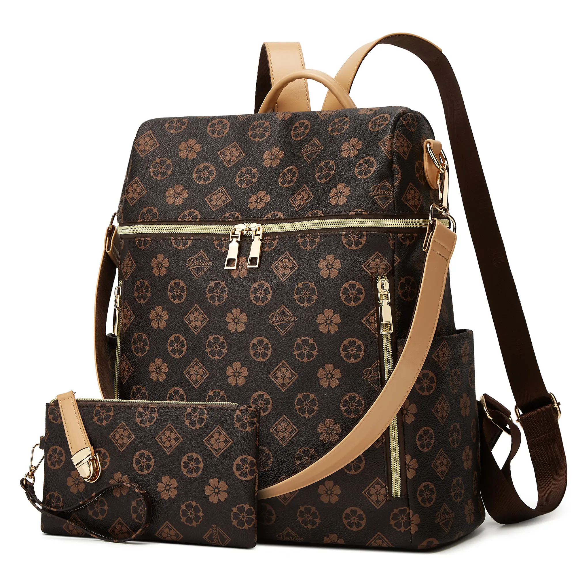 all in one vegan leather backpack set CLASSIC and space for a 15.6 laptop DAREIN Women's Chic Vegan Leather