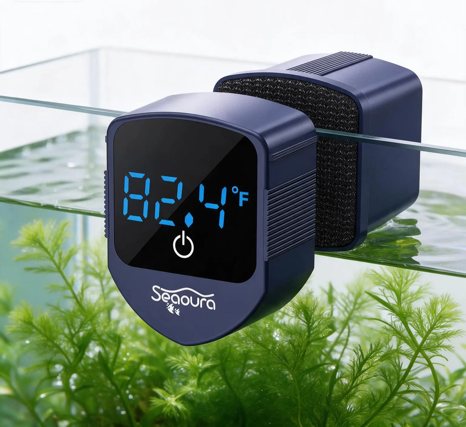 Seaoura SR-520 Aquarium Magnetic Cleaner with Digital Thermometer Floating Algae Scraper for Glass Fish Tank ≤0.5” ℃/℉ Switch, Remove Brown Green Algae Perfect for Nano Planted & Betta Tanks