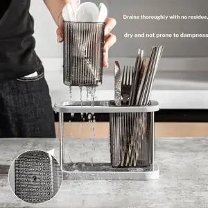 New Kitchen Knife Holder Rack, Fork Spoon Organizer, Waterproof Dual Compartment, Storage, Elegant Design, Practical, Affordable, Multiple Colors Available