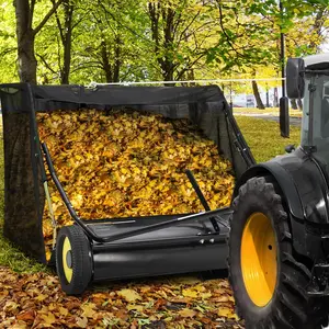 44 in Lawn Sweeper Tow Behind with 25 cu.ft. Large Pull Behind Grass Collector, Heavy Duty Leaf Collector with Dumping Rope Design, Adjustable Sweeping Height for Picking Up Debris