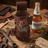 Leather Belt Bottle Holster - Classic Mexican Eagles, Aztec, Saint Jude, Guadalupe & 1776 Patriotic Printed, Hands-Free Easy Slip-On, Portable Cowboy Drinkware Accessory for Men, Hispanic Heritage Month Gift for BBQ, Mens Gifts Cowboy Stuff
