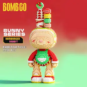 Bombgo Pixel Rabbit Building Block 7150 pcs Hamburger Rabbit Toys for Kids Educational Trendy Decoration Cool Family Bonding Toy Birthday & Christmas Gift BlackFriday Christmas